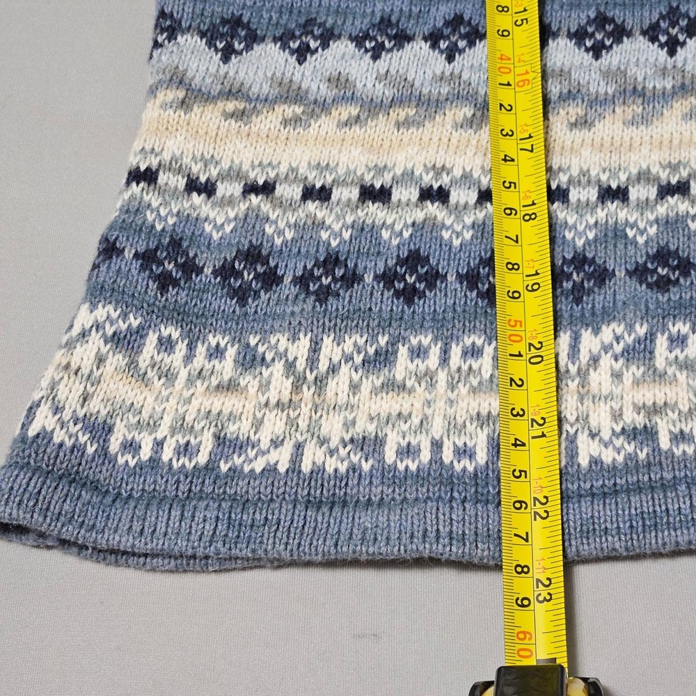 Vintage Tiara International FairIsle Full Zip Sweater Blue Coastal Grandma Y2K L - Picture 8 of 8